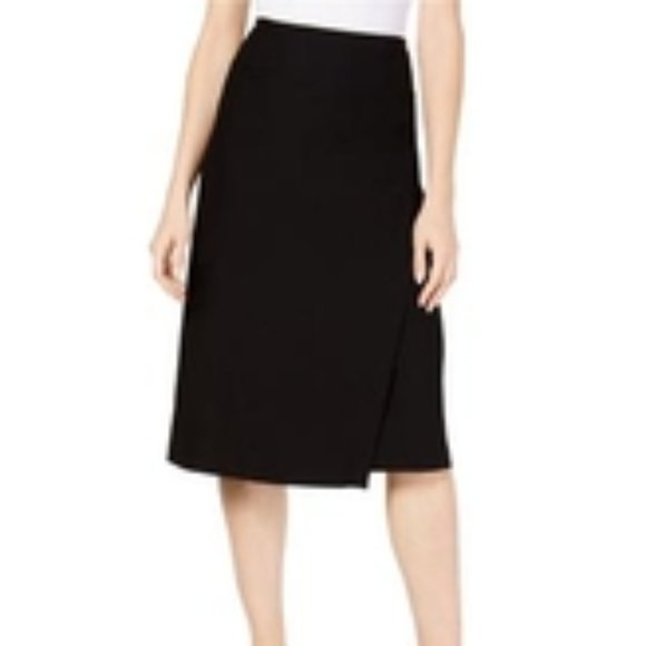 Eileen Fisher Black Knit Faux Wrap Skirt - Picture 1 of 4